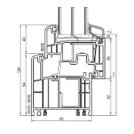 Plano de sección de ventana Passivhaus Intelivent Passiv con certificación para ahorro energético en Zamora.
