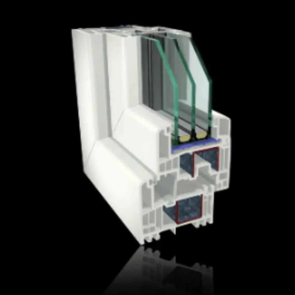 Corte técnico de ventana PVC Intelivent Ecoplus de alta resistencia térmica en Valladolid.