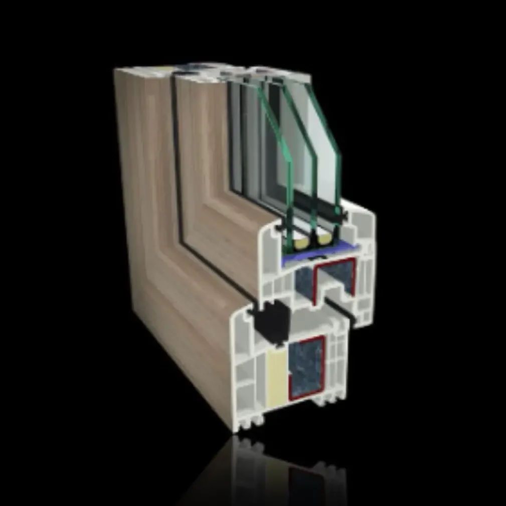 Ventana de PVC acabado madera Intelivent Premium para diseño estético y aislamiento en León.