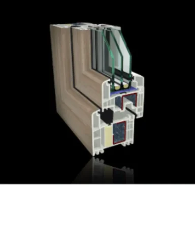 Ventana de PVC acabado madera Intelivent Premium para diseño estético y aislamiento en León.